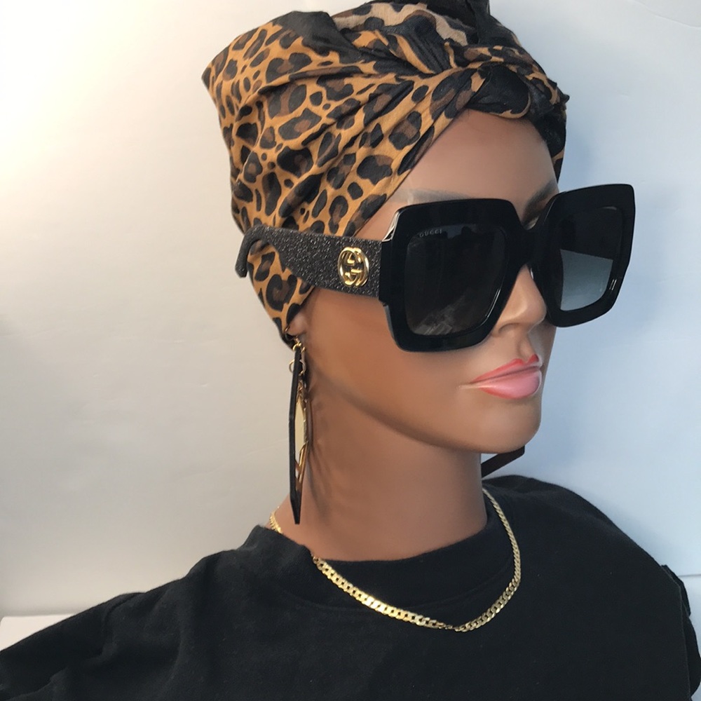 💯🔥🔥 - New Authentic GUCCI Square Frame Glitter GG0102S Sunglasses Black
